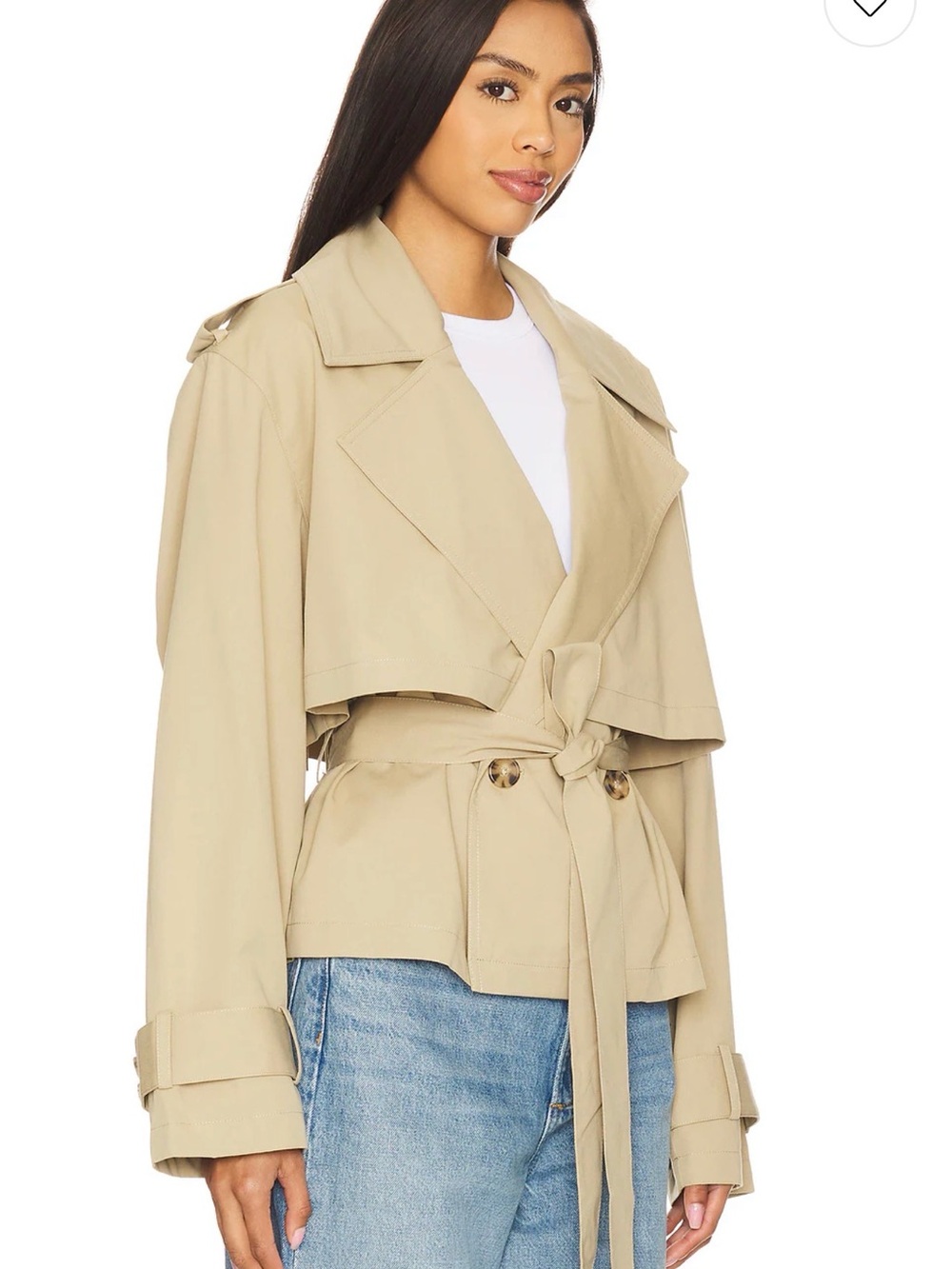 Liz Cropped Trench Coat in Camel short jacket size M